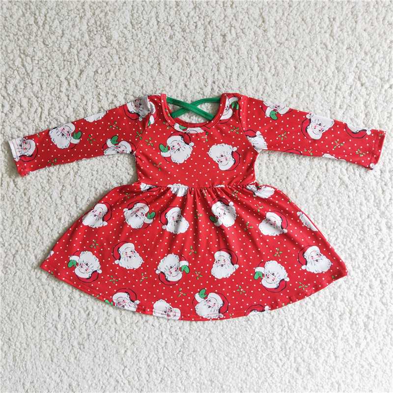 6 C10-18 Santa's Polka Dot Red Long Sleeve Skirt