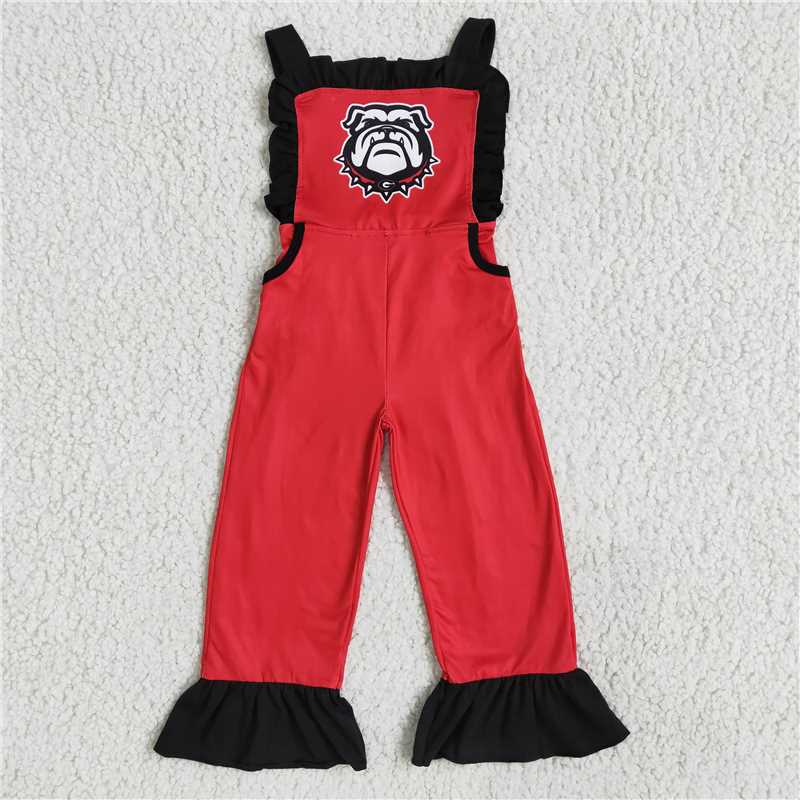 D5-17 dog red overalls