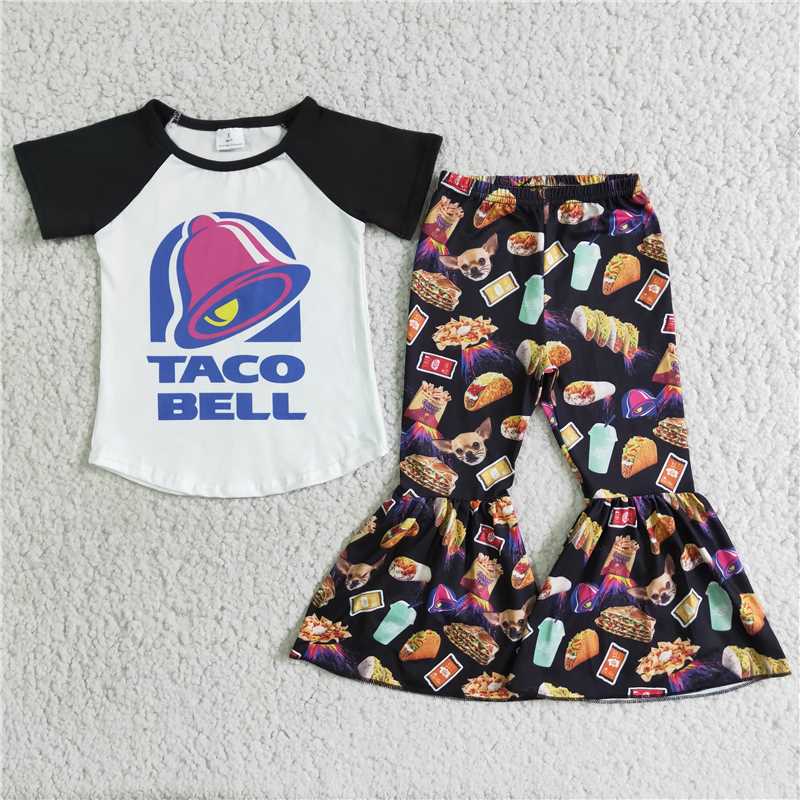 D5-18 Short Sleeve Burger Flare Pants Set