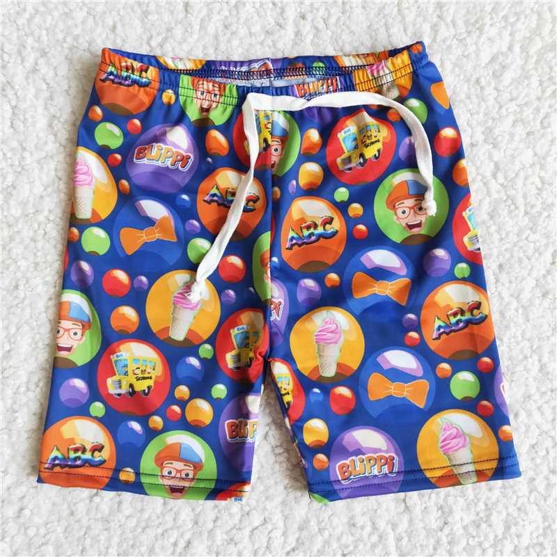 E12-29 cartoon boy in swimming trunks