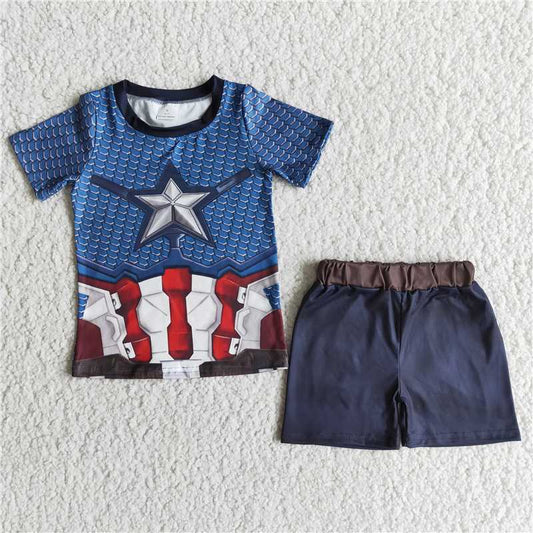 E12-12 Blue top shorts boys suit