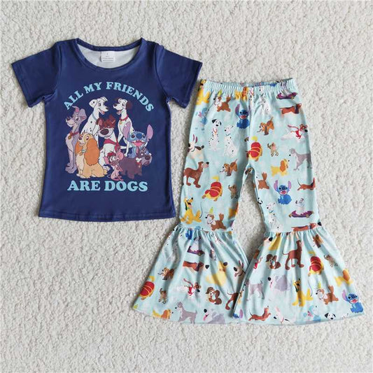 E7-18 all my friends are dogs girl pants set