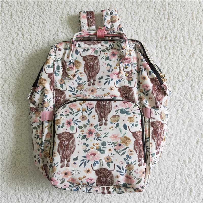 BA0001 Flower cow pink schoolbag