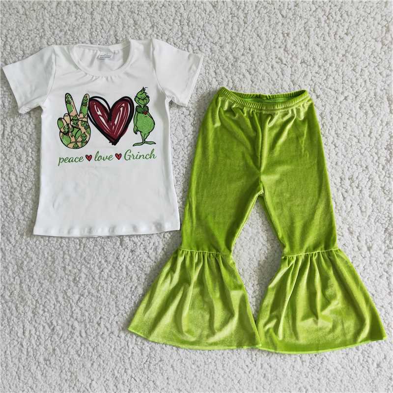 A0-2 Love Gesture Short Sleeve Green Gold Velvet Lace