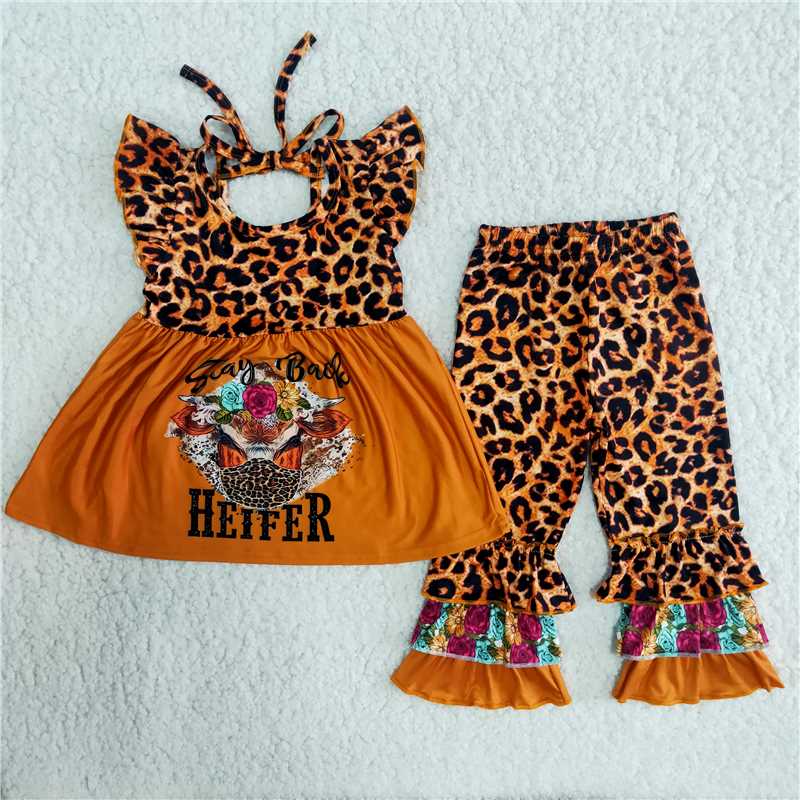 B10-14 Sleeveless Top Dress Three-Layer Leopard Print Pants Set