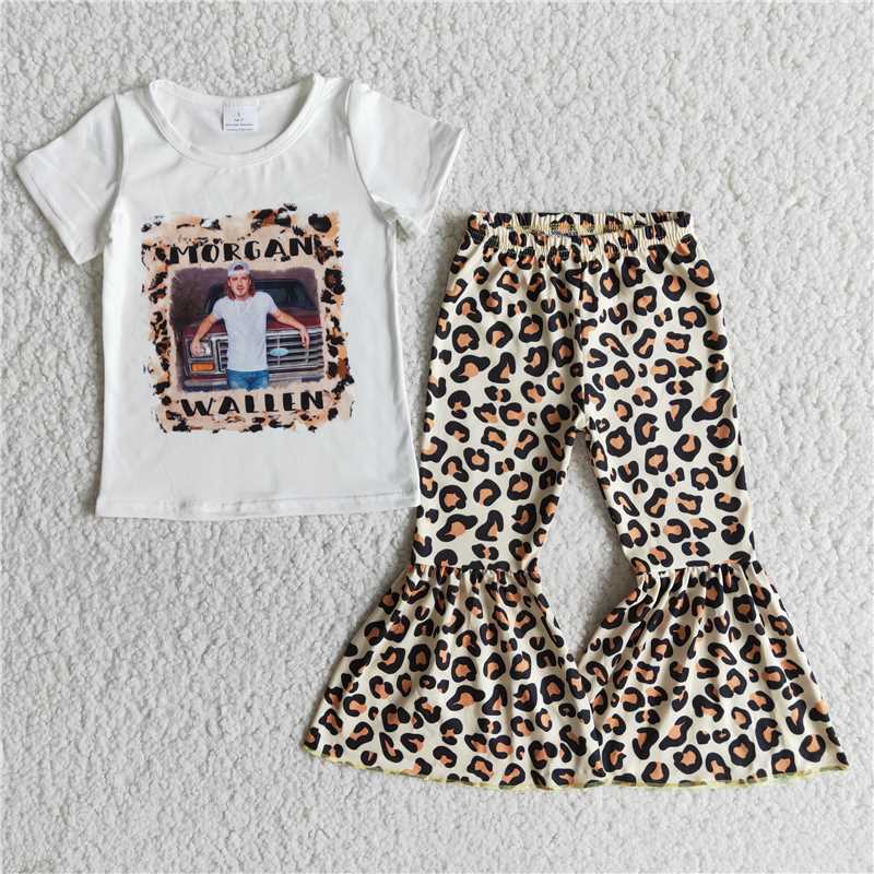 B10-24 baby girls Leopard Pants Set