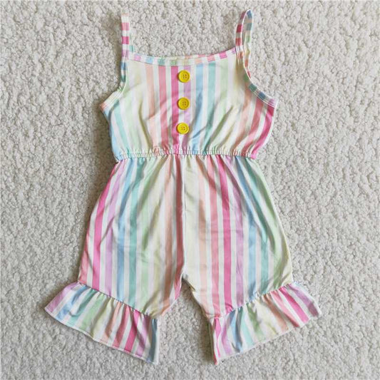 D5-30 New summer rainbow stripe suspender bodysuit