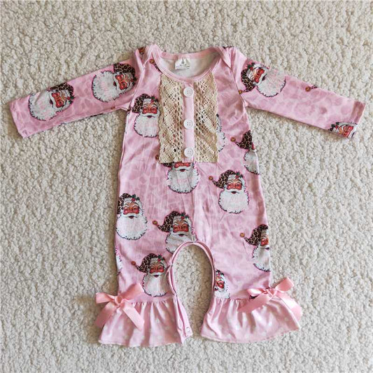 6 A7-5 Santa's Pink Button Romper