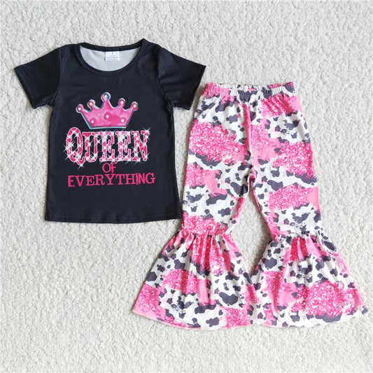 NOT all size B2-13 queen crown black short sleeve flared pants set