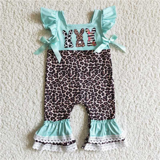 EC0005 Easter Bunny Green Leopard Bodysuit