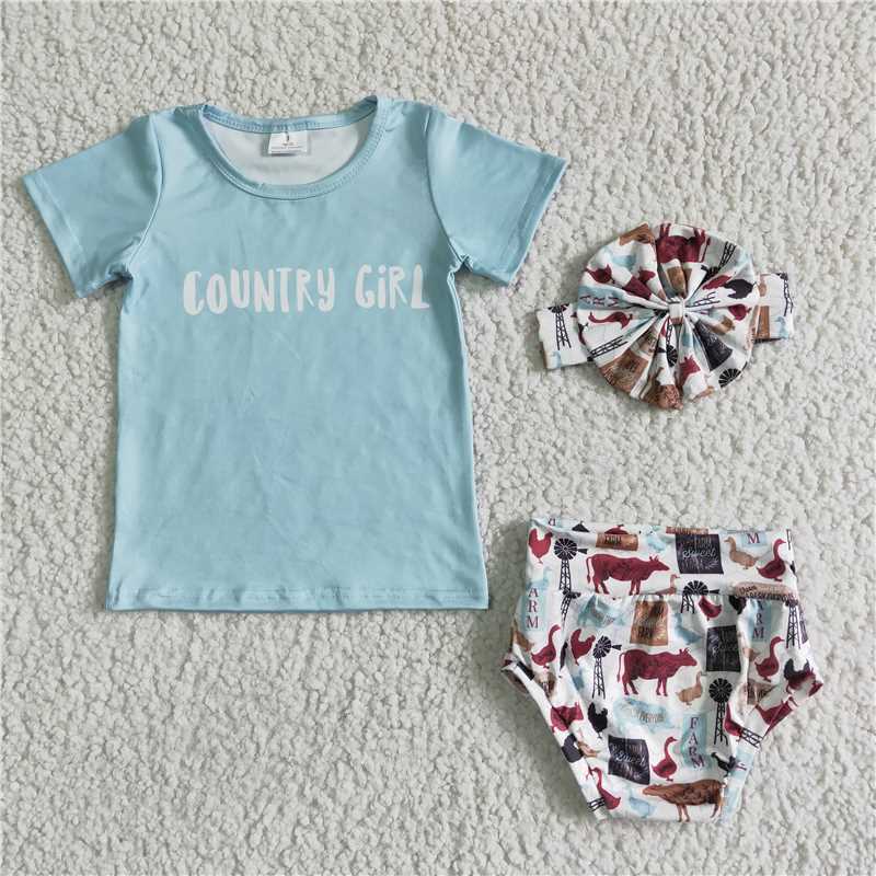 GBO0004 Blue Short Sleeve Duck Briefs Set