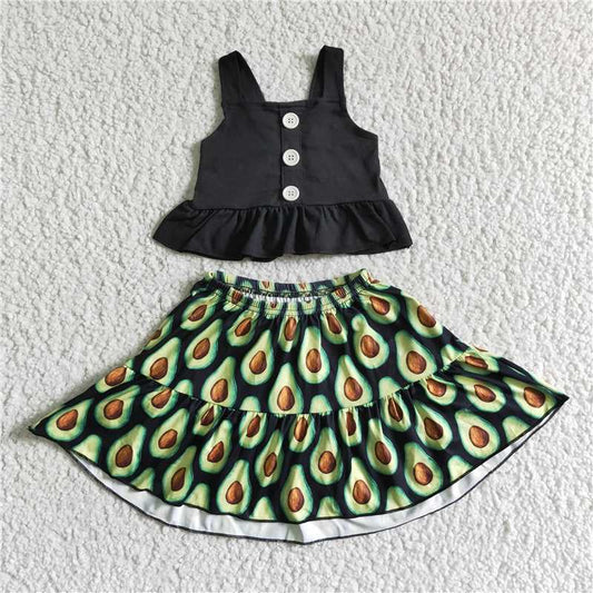 GSD0081 Avocado Short Sleeve Skirt Set