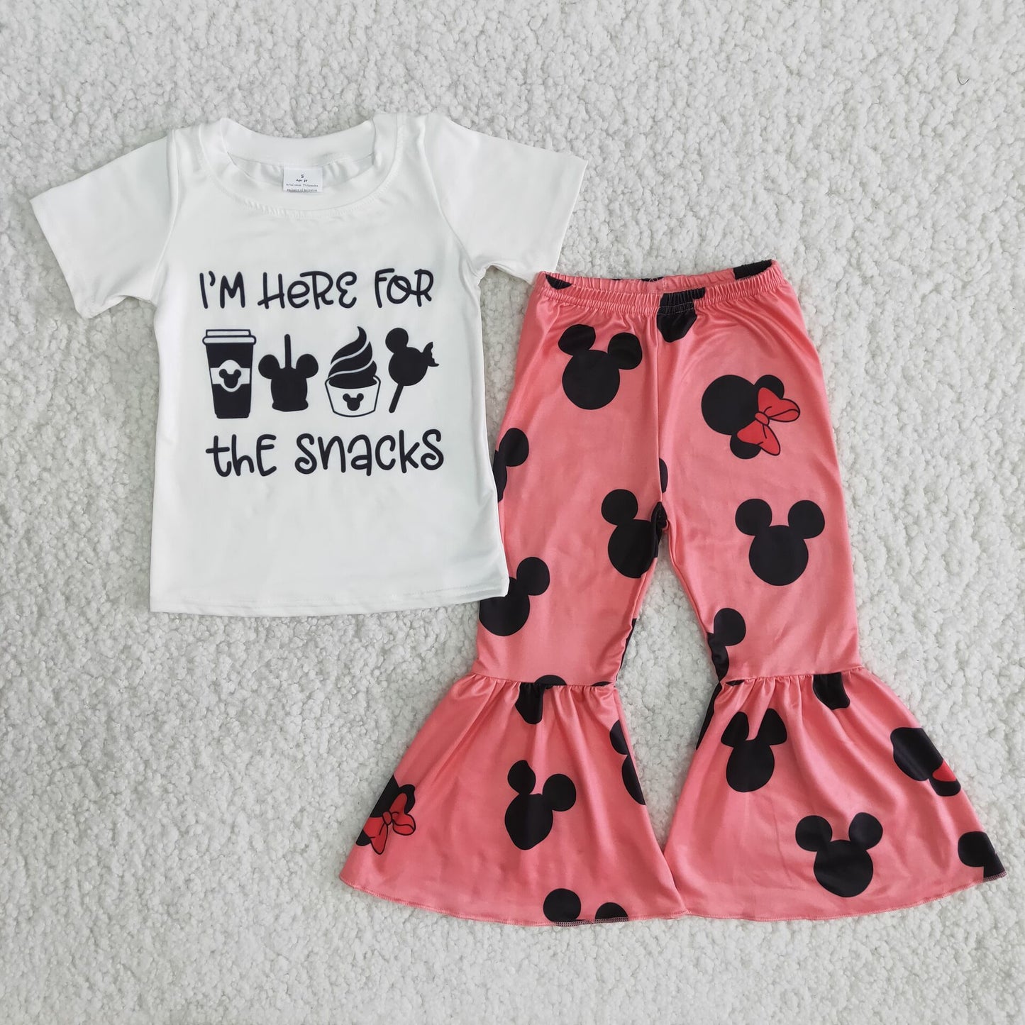 A13-22 Letter White Top Rose Red Pants Set