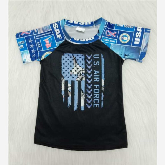 C7-10-1 Black Blue Short Sleeve T-Shirt