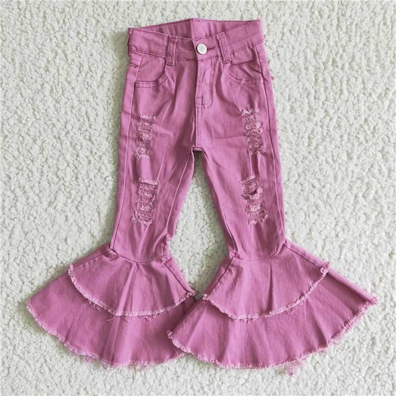 C13-11 New fashion Pink Purple Double Lace Jeans