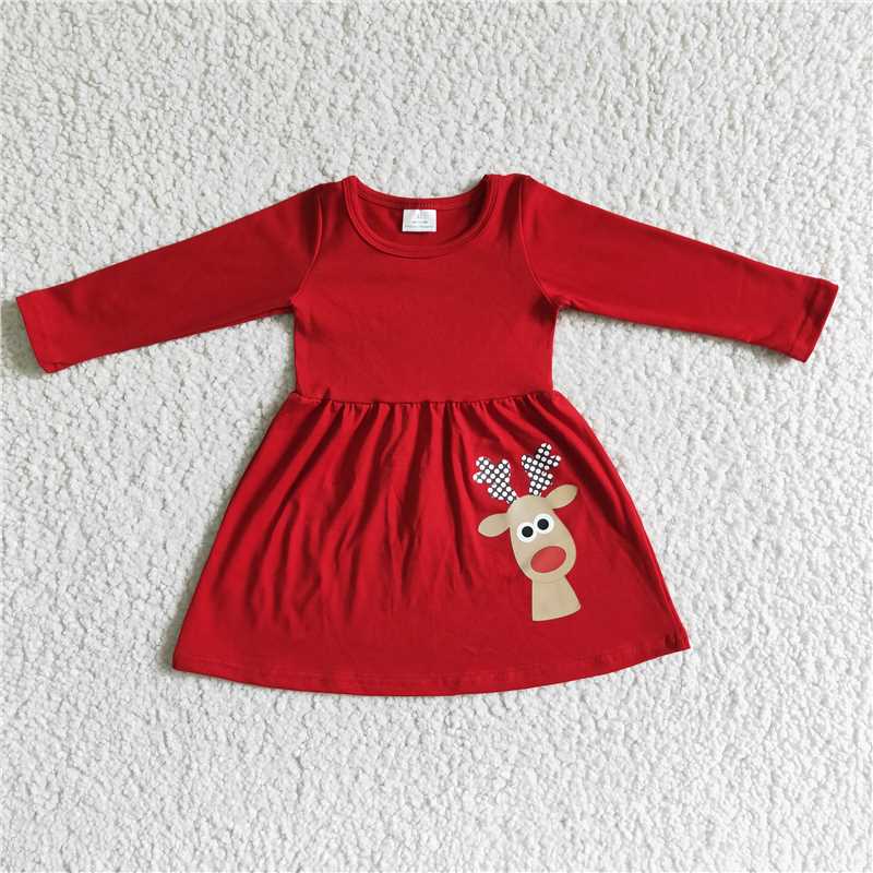 6 A30-26-1 Red Fawn Long Sleeve Dress