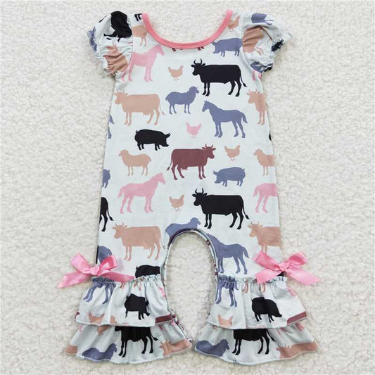 SR0328 baby girl clothes cow summer romper