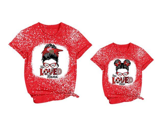 GT0120 Adult LOVED Little Girl Red Short Sleeve Top