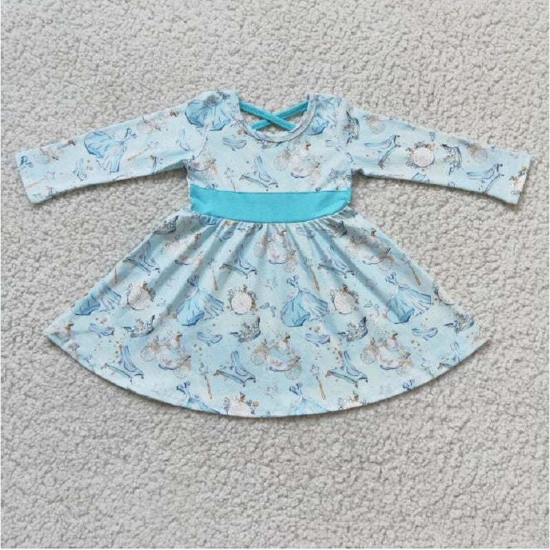 6 A13-3 Clock High Heels Light Blue Dress