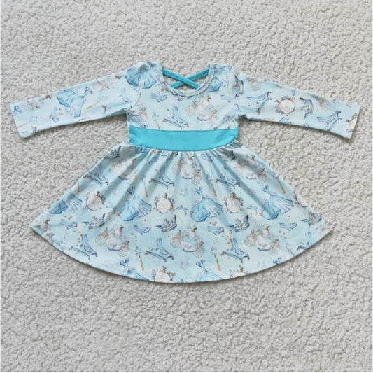 6 A13-3 Clock High Heels Light Blue Dress