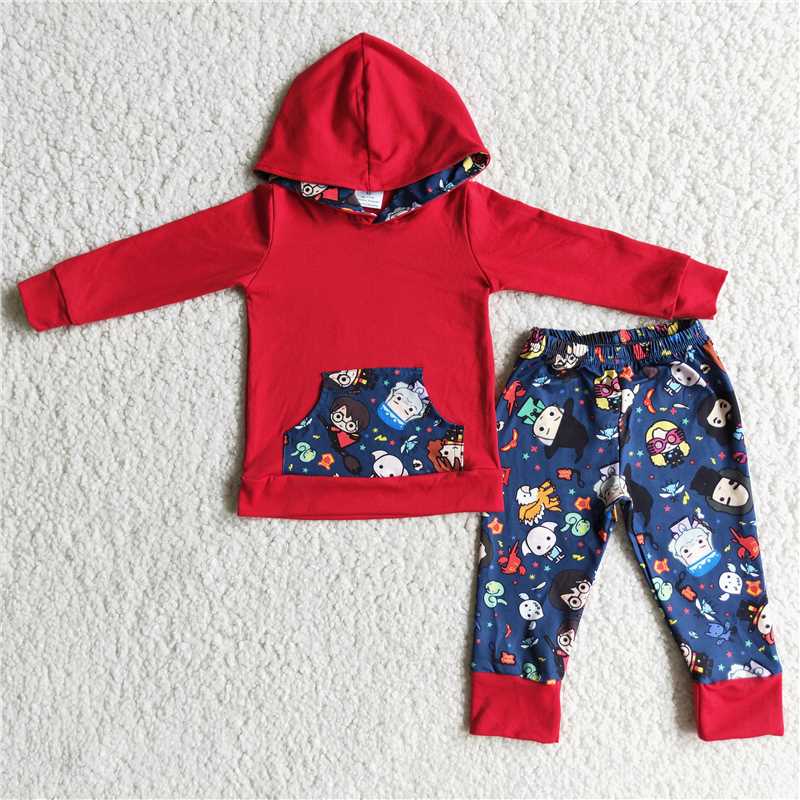 6 A20-20 Villain Red Hooded Long Sleeve Sweater Pants Set