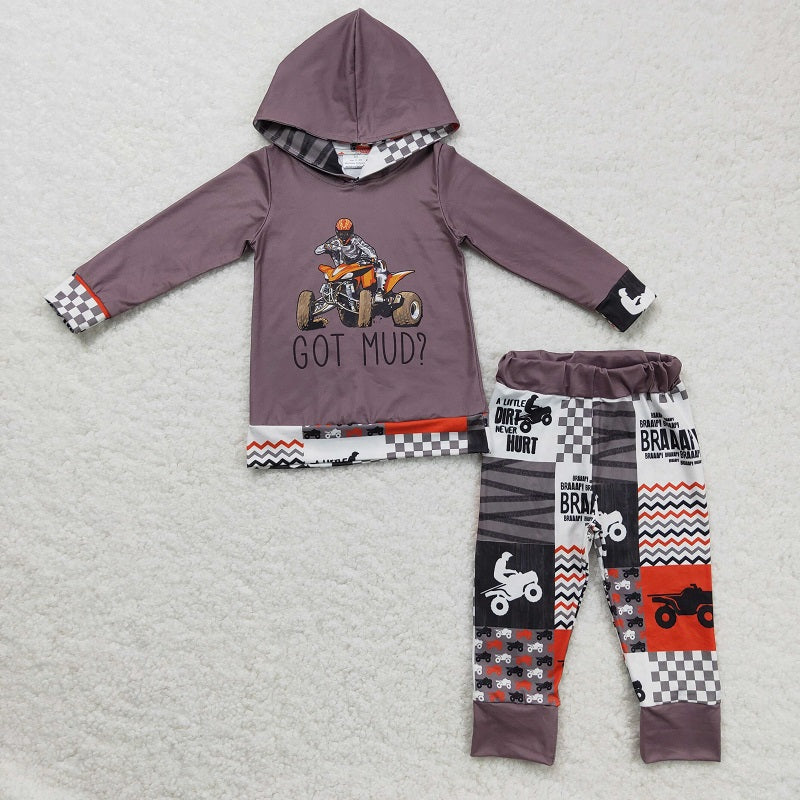6 A10-28 boys long sleeve trouser suit motorcycle hat