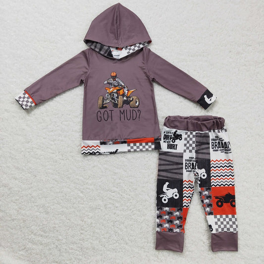 6 A10-28 boys long sleeve trouser suit motorcycle hat