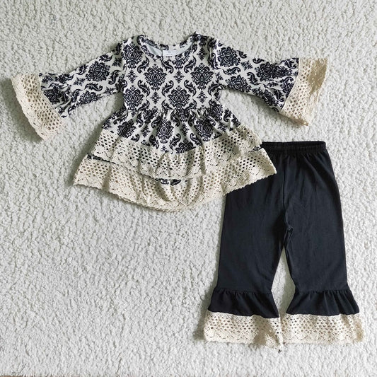 6 A11-16 GIRLS VINTAGE DESIGN OUTFIT WITH LACE RUFFLE