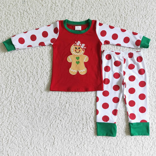 6 A12-20  BABY GIRLS EMBROIDERY GINGERSNAP CHRISTMAS PAJAMAS SET