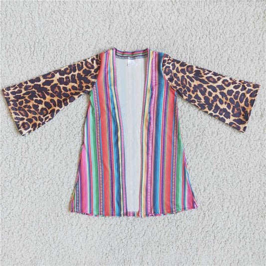 6 A13-6 Mexican striped leopard-print mop coat