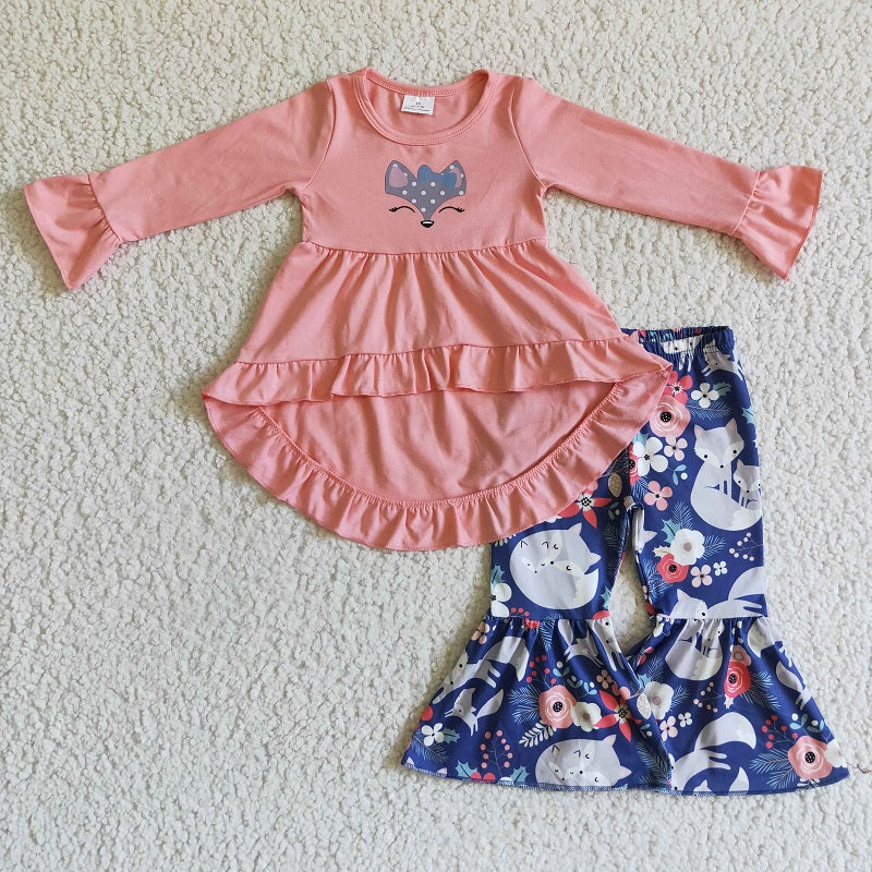 6 A24-19 Offset Fox Pink Long Sleeve Blue Pants