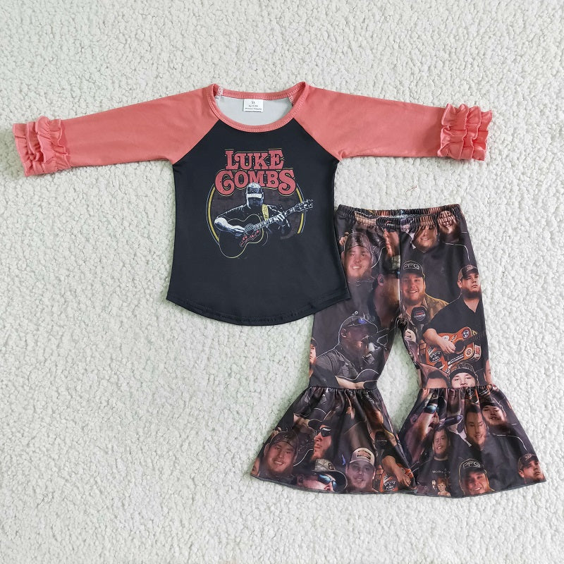 6 A27-16 baby girls  male singer flared pants two piece set