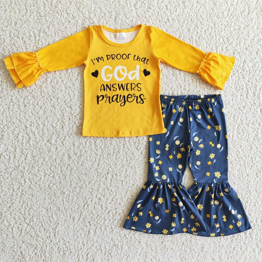6 A3-30 girl yellow winter long sleeve set i'm proof that god answers D 1115