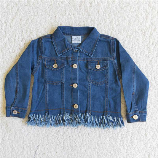 6 B1-39 Fringed Dark Blue Denim Jacket
