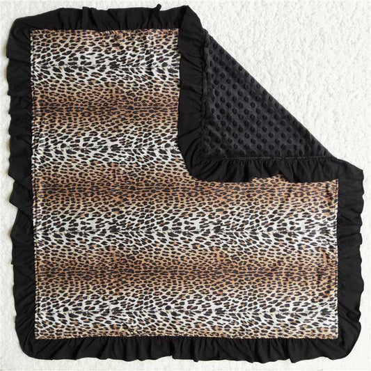 6 B11-16 Leopard Print Black Baby Blanket Blanket