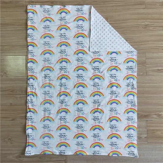 6 B13-37 White Rainbow Baby Blanket