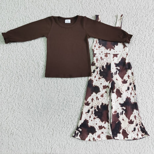 6 B3-25 baby girls coe print ink wash overalls suit