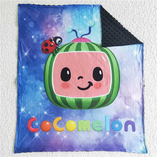 6 B6-1  Cartoon blue and black baby blanket