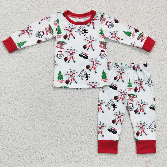6 C11-16 Boys' Electric Shock Christmas Tree Pajama Pants Set