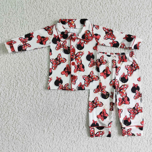 6 C6-16 Boys Bow Long Sleeve Pajama Set