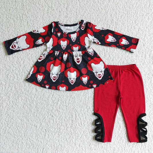 6 C7-23 HALLOWMAS LONG SLEEVE CLOWN GIRLS SET