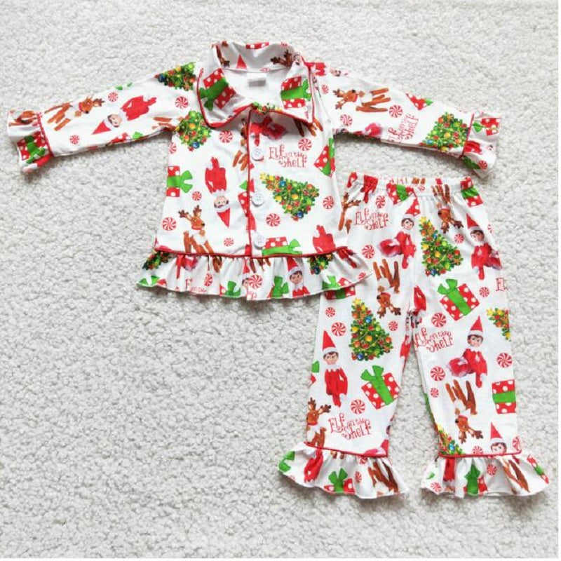6 C8-38 Baby girls christmas elf pajama set
