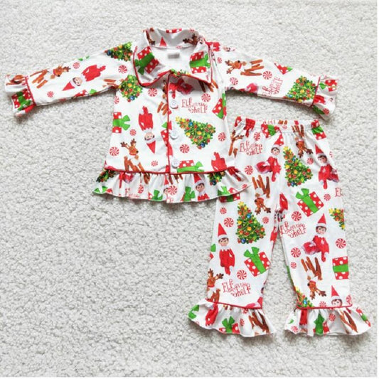 6 C8-38 Baby girls christmas elf pajama set