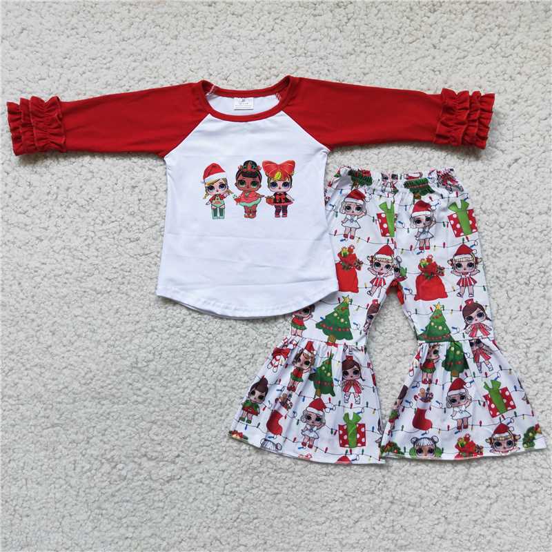 6 A29-21 Big head baby red long-sleeved flared pants set