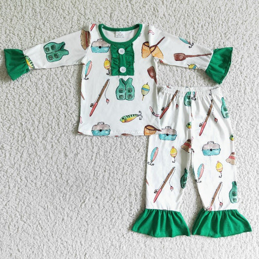 6 A3-11 GIRLS FISHING PAJAMAS SET