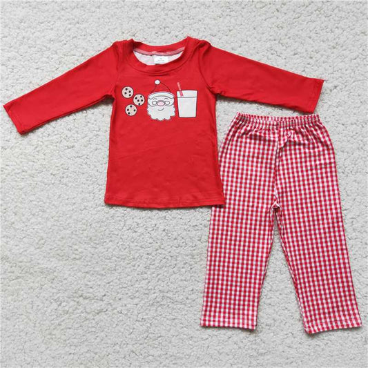 6 C11-3 Boy Cookie Santa Red Long Sleeve Suit