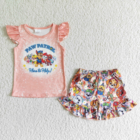GSSO0085 Girls Alphabet Fly Sleeve Shorts Suit