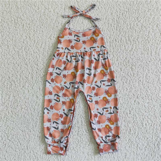 SR0052 Girls Fruit Peach Blossom Tie One Piece