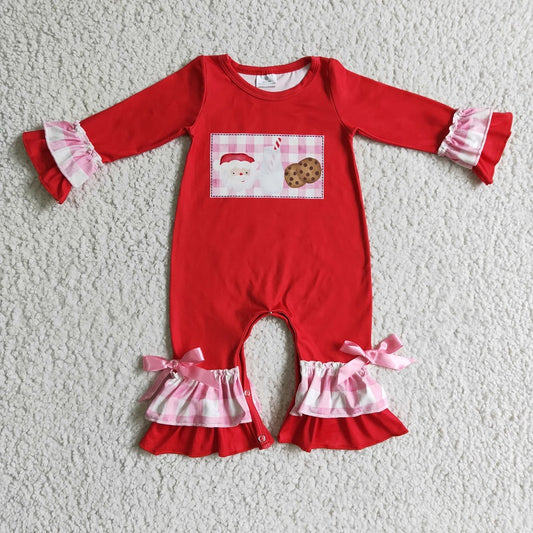 LR0188 Girls Santa Milk Cookies Long Sleeve Bodysuit