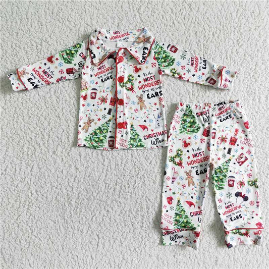 6 A1-30 Boys Christmas Tree Christmas Button Long Sleeve Suit